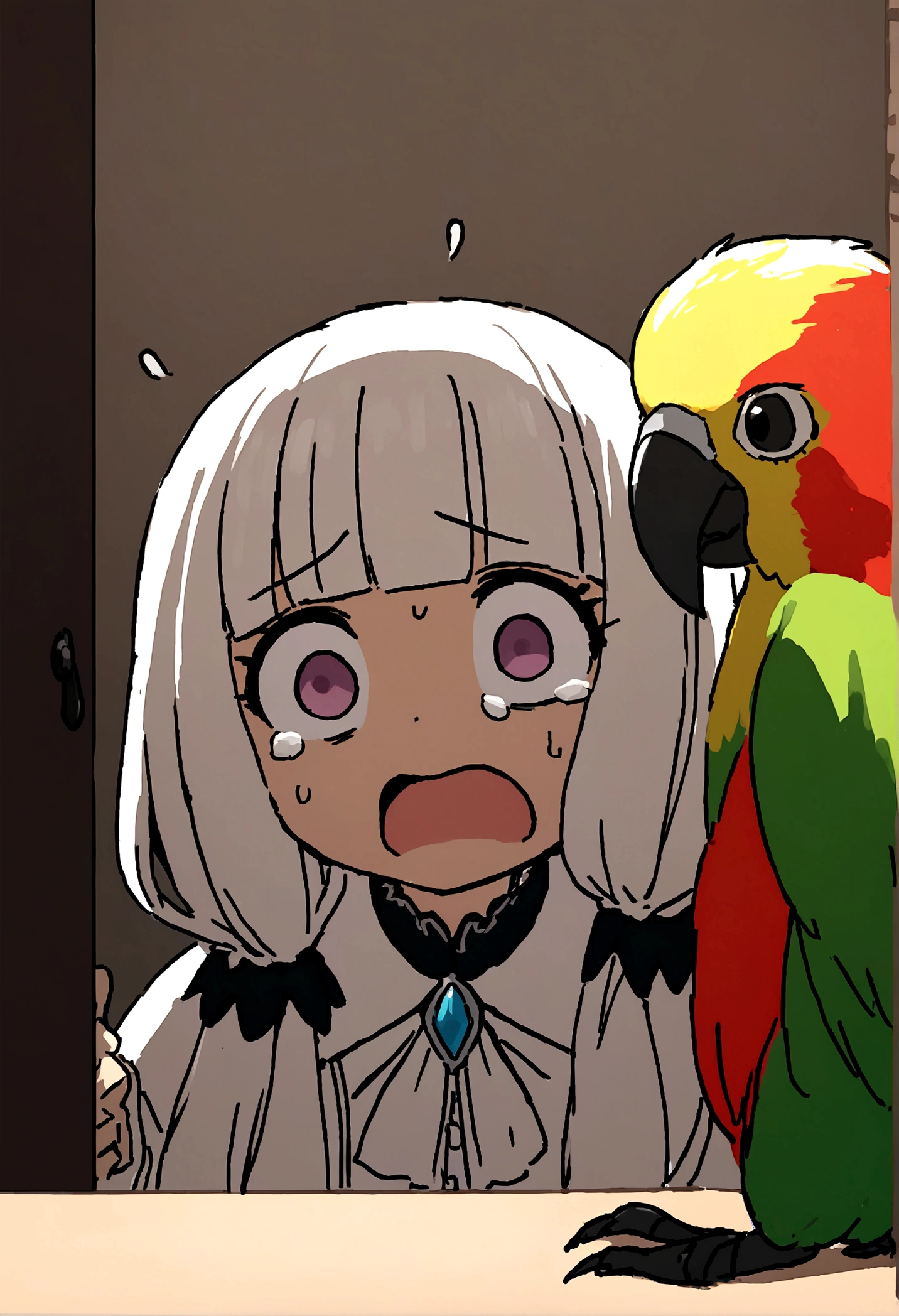 high resolution、4k、2k、Highest quality、Parrot、violent、scared、Coming over here、