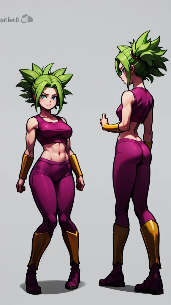 Kefla , 
Solo . Fullbody . Simple background , multiple view , Fitgirl