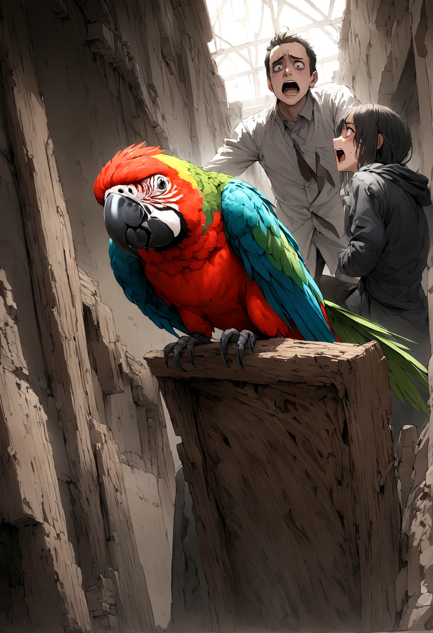 high resolution、４K、２K、Highest quality、Parrot、violent、scared、Coming over here、Real、High resolution、middle
