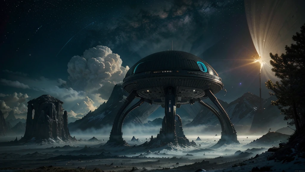 Alien world, alien wildlife, space, sci-fi, future, extraterristical, other worlds, cinematic lighting, Wide-Angle, atmospheric perspective, high details, super detail, super detail, highres, masterpiece, UHD, super detail, high details, high quality, best quality, highres, masterpiece