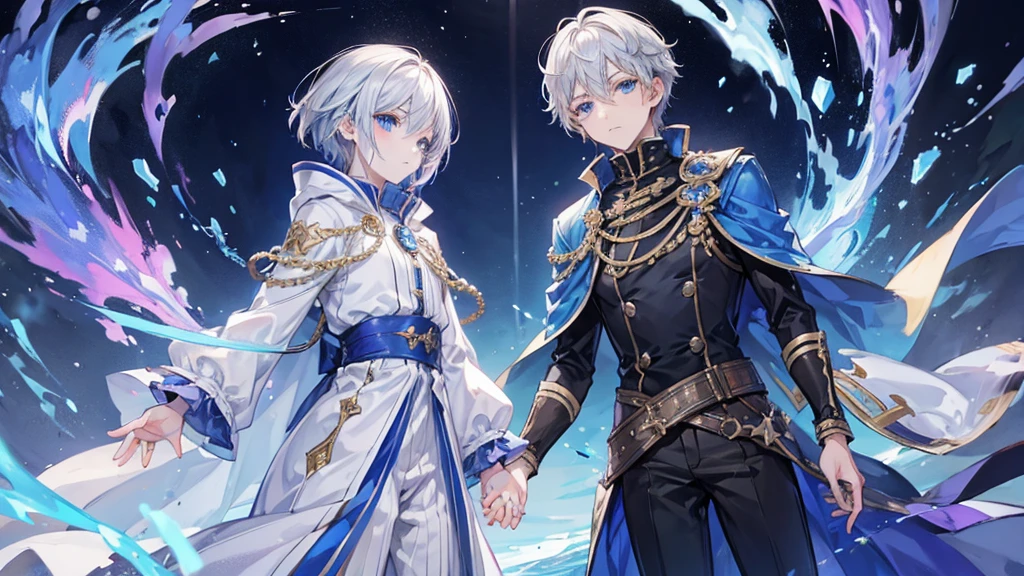 Fantasy, prince, Gray Hair, blue eyes, boy, Stare coldly, Royalty, 
