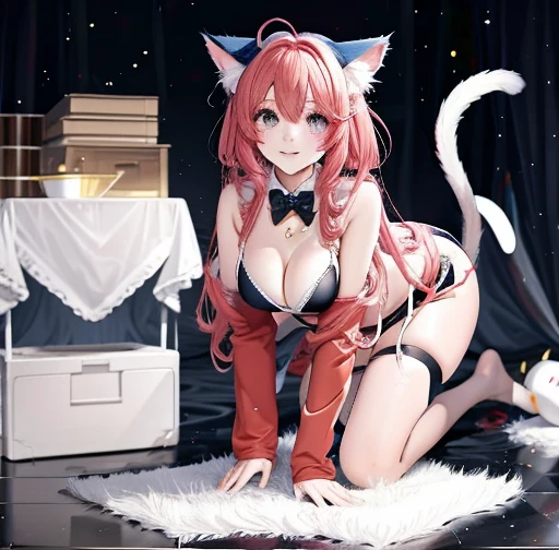 Anime Girls Cosplay,cat ears and tail,Chest on the scale