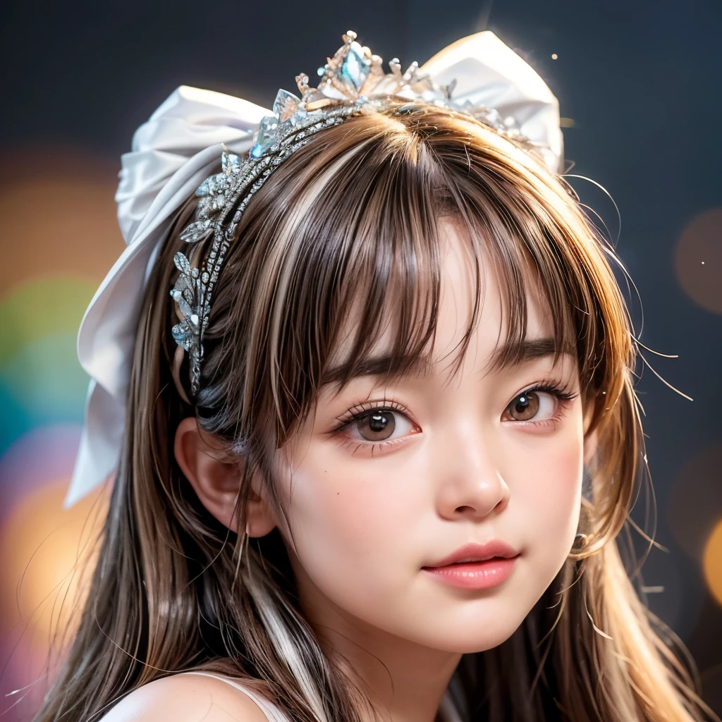 NSFW, 8k, High-level, absurd, masterpiece, best quality, primitive, very detailed CG, very detailed wallpaper, perfect lighting, Extremely detailed (((The personifying " ブルック・シールズ " as a Girl))), MysticSight, Tyndall effect, Tyndall scattering, Studio gray background with (many Dazzling RainbowColor particles BokeH:1.28), (RoundlyButts, ThighGap), (Exposed:0.4), (Assfocus with looking ahead), BREAK (NOGIZAKA face variations) Extremely Detailed very KAWAII face variations, perfect anatomy, Childish, captivating gaze, elaborate detailed Eyes with (sparkling highlights:1.28), long eyelashes、Glossy RED Lips with beautiful details, Coquettish tongue, Rosy cheeks, Radiant PearlSkin with clear transparency . { (Dynamic LifeLike expressions:1.4) | :d) }, (large eyes:-1) .