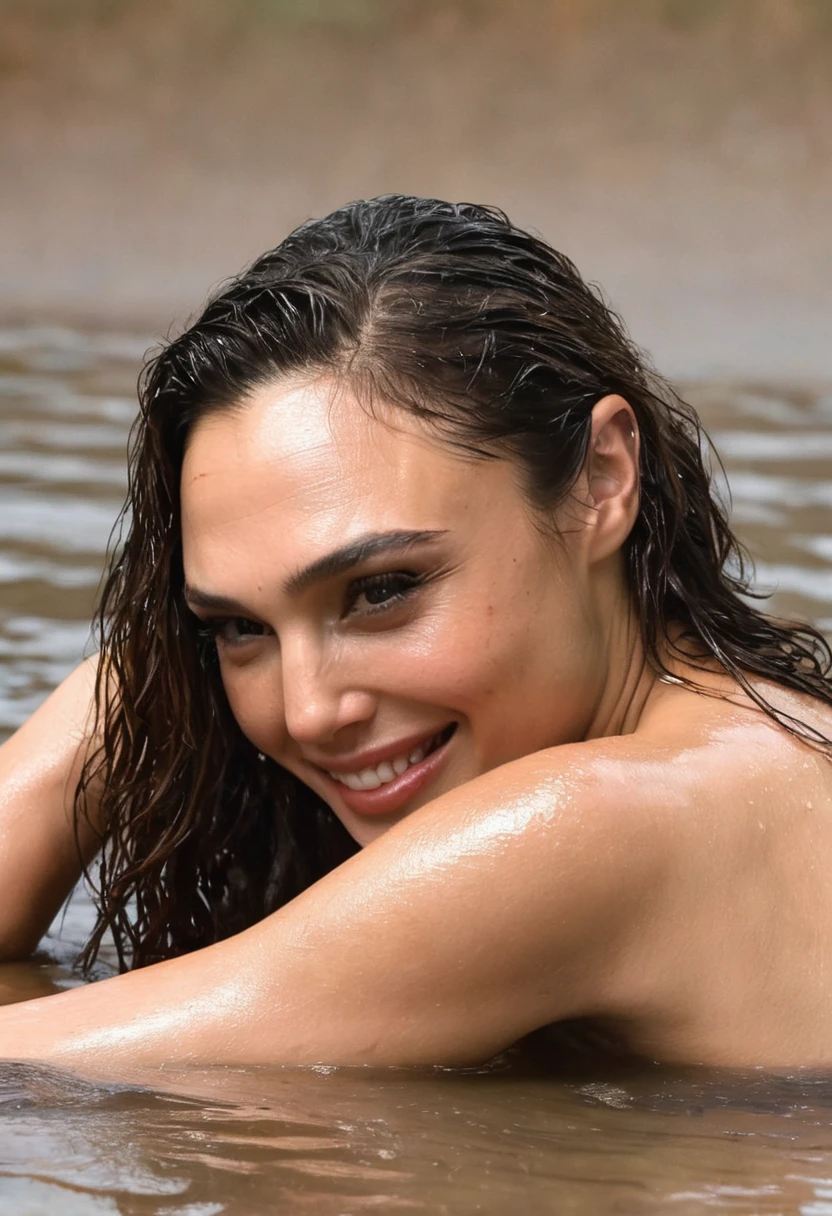  high quality  Erotic shot of a extremely hot woman, ( GalGadot, photorealistic , smiling , palyfull act, magazine photograph, sexualized body , seductive pose, seductive expression , flat breast , oily body )  celebrity erotic photograph ,  nude, topless, sunny, extremely long  hair , erotic photograph  , fit muscular figure , exhausted look, rainy, seductive expression , on beach, wet hair, dark atmosphere, erotic lighting , celebrity, female,  woman, hollywood actress, , erotic angle  , ( natural lights, depth of field, insanely detailed skin texture, hyper detailed features )