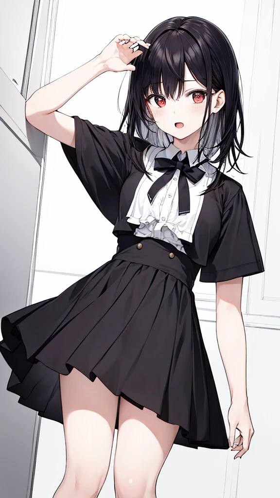 masterpiece, Highest quality, One Girl, uniform, Open your mouth,Black Hair,Iris,cute