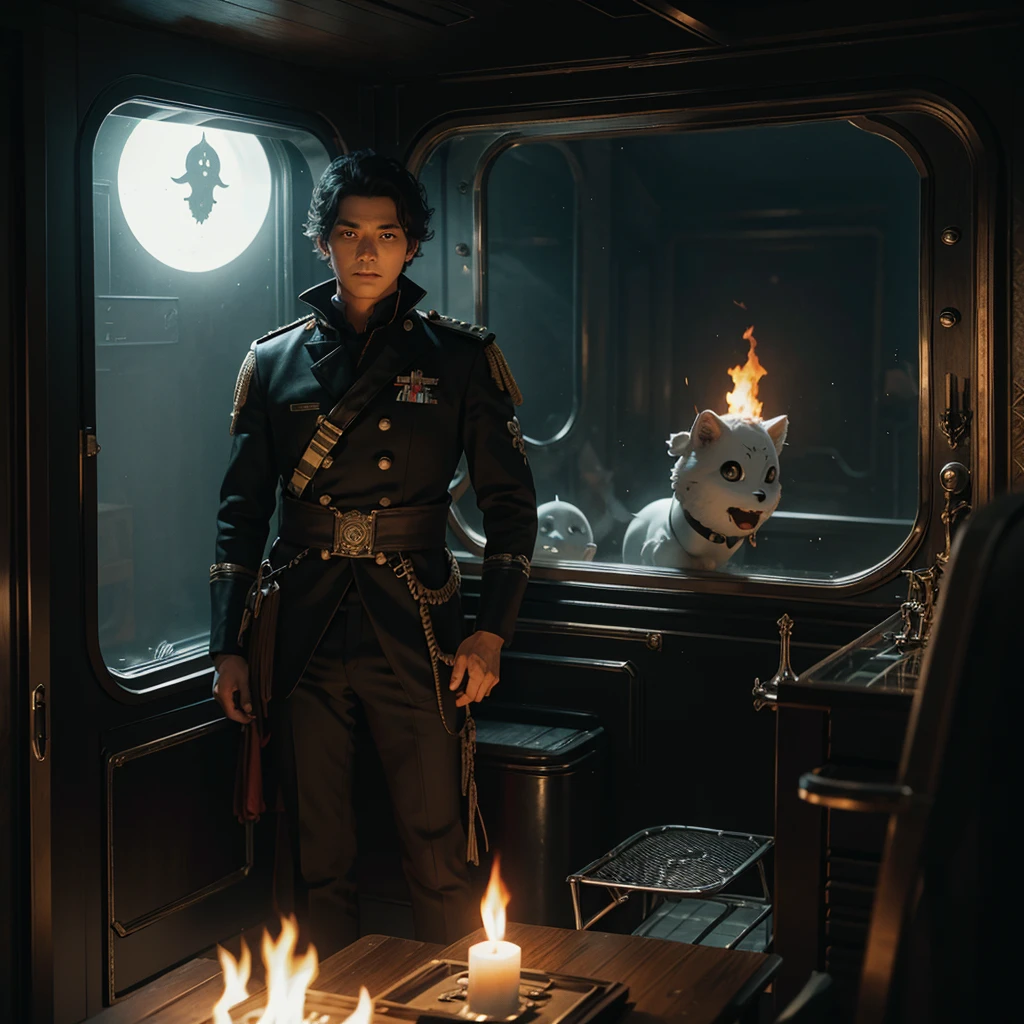 Captain Armando Salazar He is coming with his ghost satis on a big ship which has burnt to ashes.