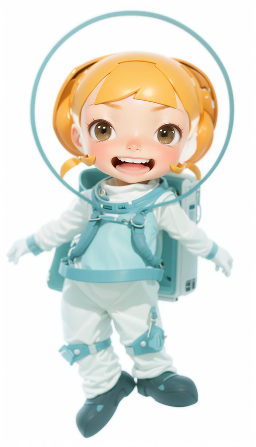 A little girl in a spacesuit