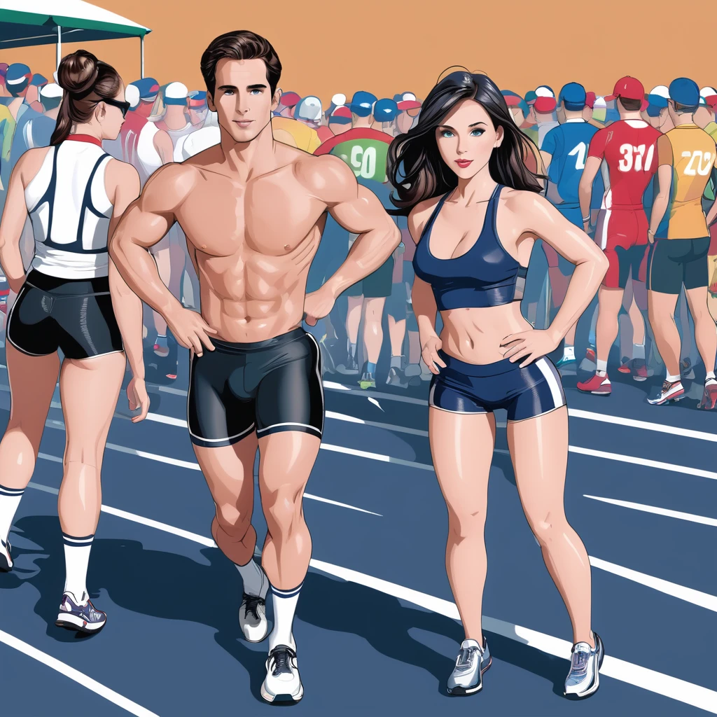 clipart, at a starting line, sexy, Man And Woman
