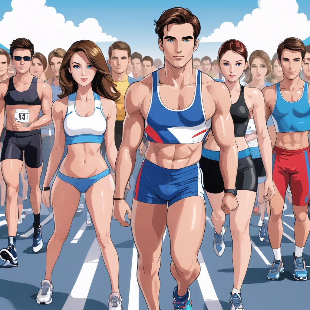 clipart, at a starting line, sexy, Man And Woman