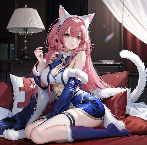 Anime Girls Cosplay,cat ears and tail,Cheating