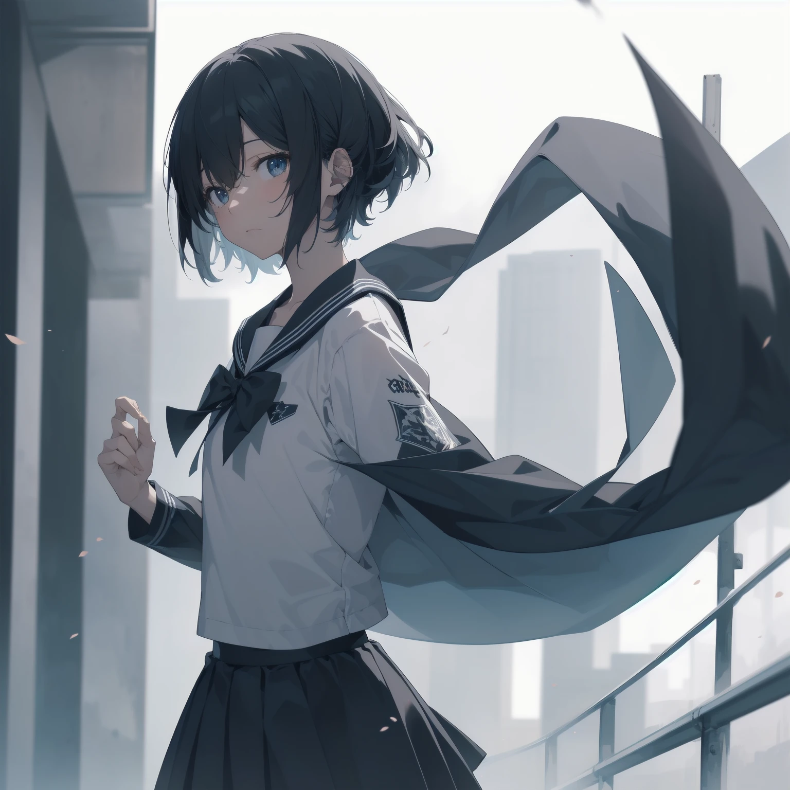 ultra-absurdres-Top quality by artist God, ultra-detailed, high resolution, anime moe artstyle, best anime 8k konachan wallpaper, pixiv contest winner, pool:2810, perfect anatomy,break, 1girl, (Please draw a girl walking sleepily to school alone. )break,(Solo,little female, -yeld:1.Full limbs, complete fingers,a junior hihort hair), short cut, flat chest, , small butt, small black eyes, beautiful detailed eyes, well-proportioned iris and pupils, expressive eyes, highres detailed hair, soft expression, salor school_uniform, sailor collar, serahuku, bow, pleated skirt,(Detailed Lighting), (Detailed background), in the School commute route. break,super detailed skin, Best cinematic lighting powered by famous artist, 8k,beauty illustration,photoshop_(medium),very aesthetic,break,((artist:takafumi )), artist:clamp ,artist:carnelian ,artist:kantoku ,