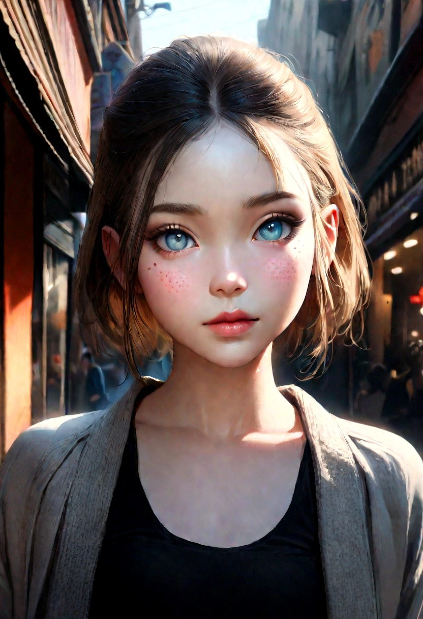 1girl, cute young skinny girl, realistic photo, detailed face, high quality, masterpiece, 4k, hyper detailed skin, delicate facial features, beautiful eyes, luscious lips, sharp focus, natural lighting, urban street setting, photorealistic, intricate details, vivid colors, cinematic lighting