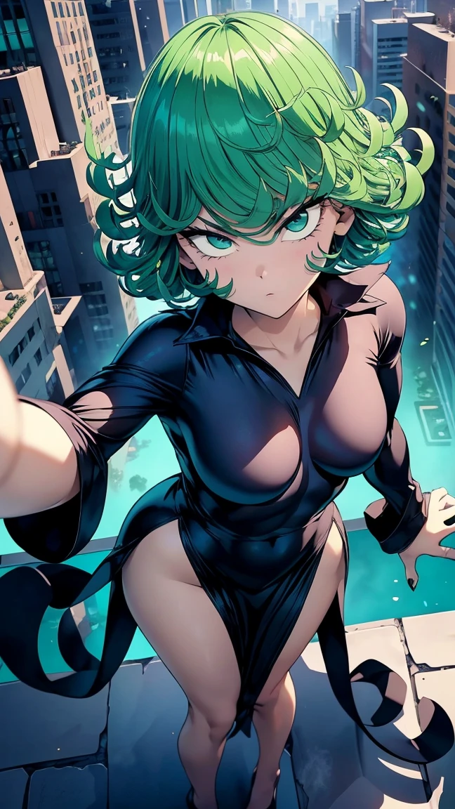 Tatsumaki , Dynamic positions have a golden part, fragile physique, Street, floats in the air, close up portrait, stands leaning towards the floor, beautiful , White Nurse's Coat, Short skirt, breasts fall out from under the robe, leans forward,  very erotic, arches his back, Portrait of a girl, standing in a sexy pose, leans forward, beautiful фигура, buttocks, beautiful грудь, very sexy, the texture is very durable，The picture is very clear and concise，incredibly beautiful，Temperament elegant，in a spacious room, нежное выражение лица Tatsumaki из One Punch Man, short green hair, green eyes, , heels, full body view, smiling, dynamic pose, Tatsumaki из One Punch Man, short green hair, green eyes, ,dynamic view, (masterpiece, Best quality:1.2),