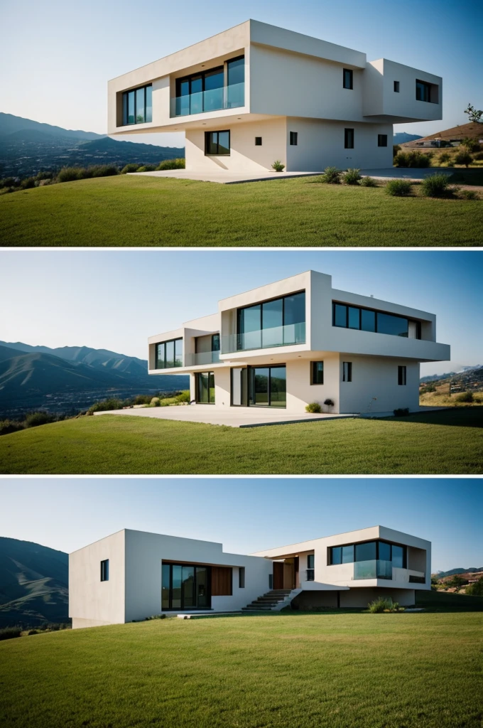 Modern style house located on a hill.