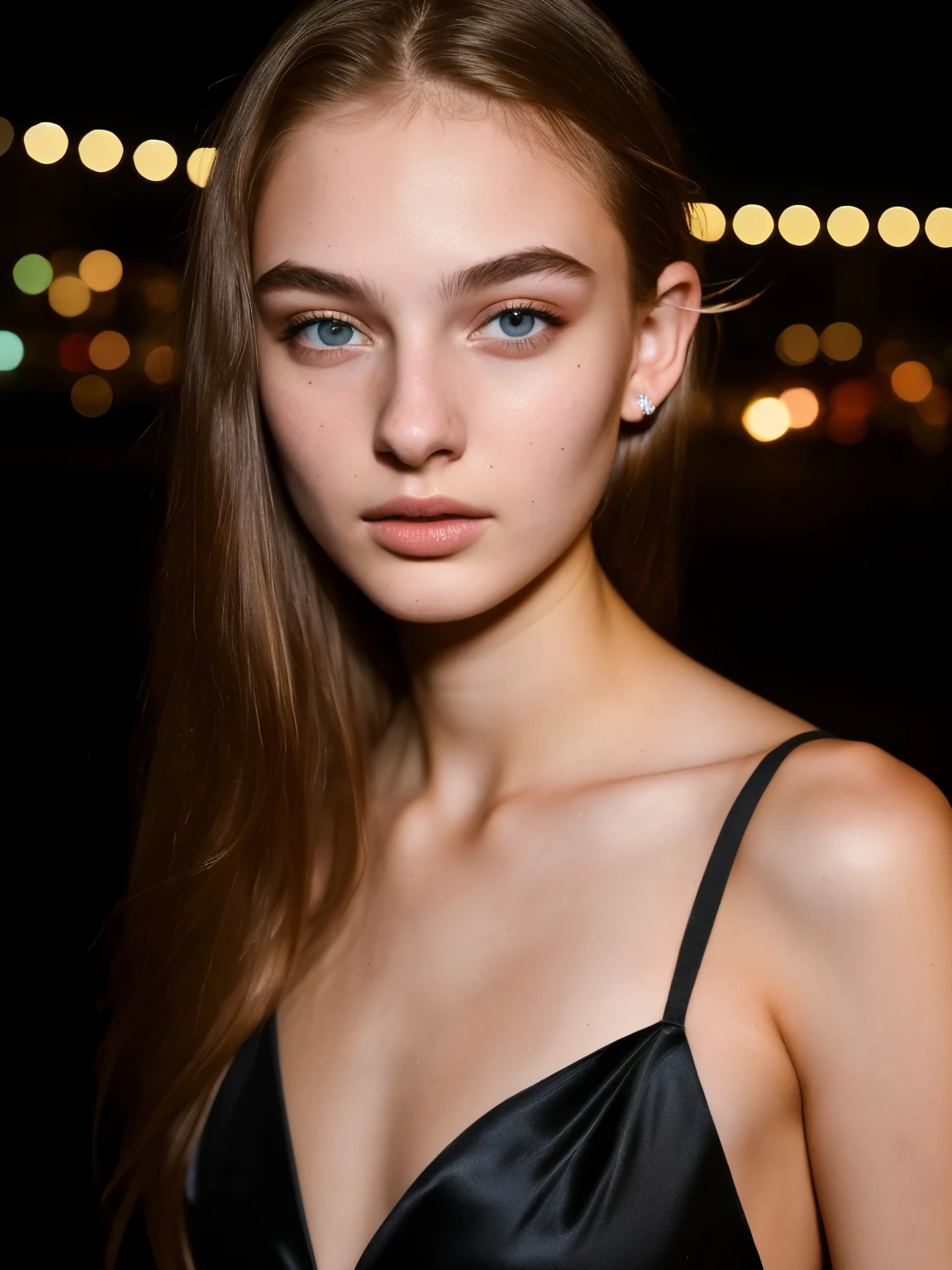 Australian model girl, (18 years old), in the gala, night, slender, confident expression, (from top angle), (face and skin details), (masterpiece, best quality, highly detailed, hyper realistic) 