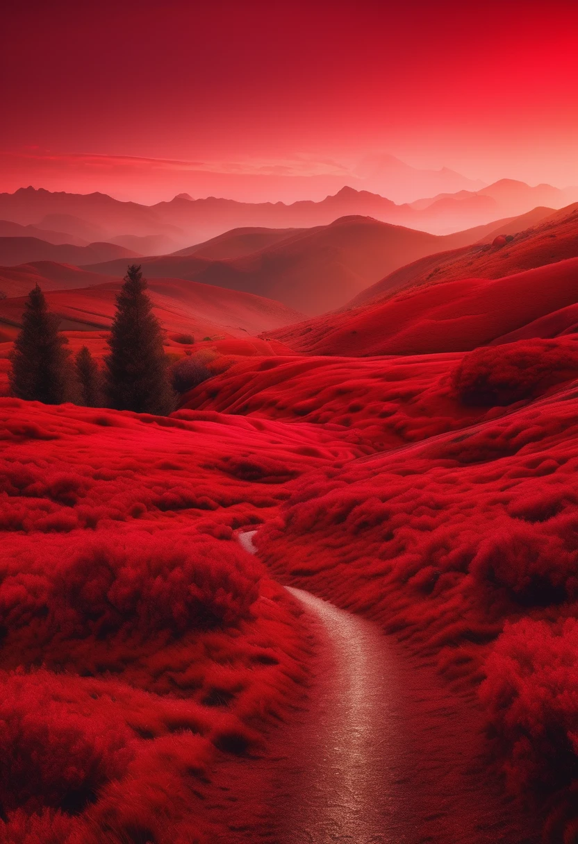 red aesthetic landscape, 8k, masterpiece,