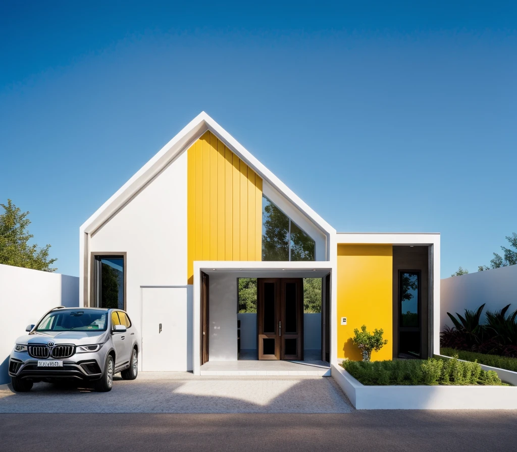 The house, The town house is made from white walls, beautyful light, beautyfulday, sunny, Many red bougainvilleas along the road:1.3, lovely youthful feeling :1.2, sunlight at 12 noon, Very beautiful shadows