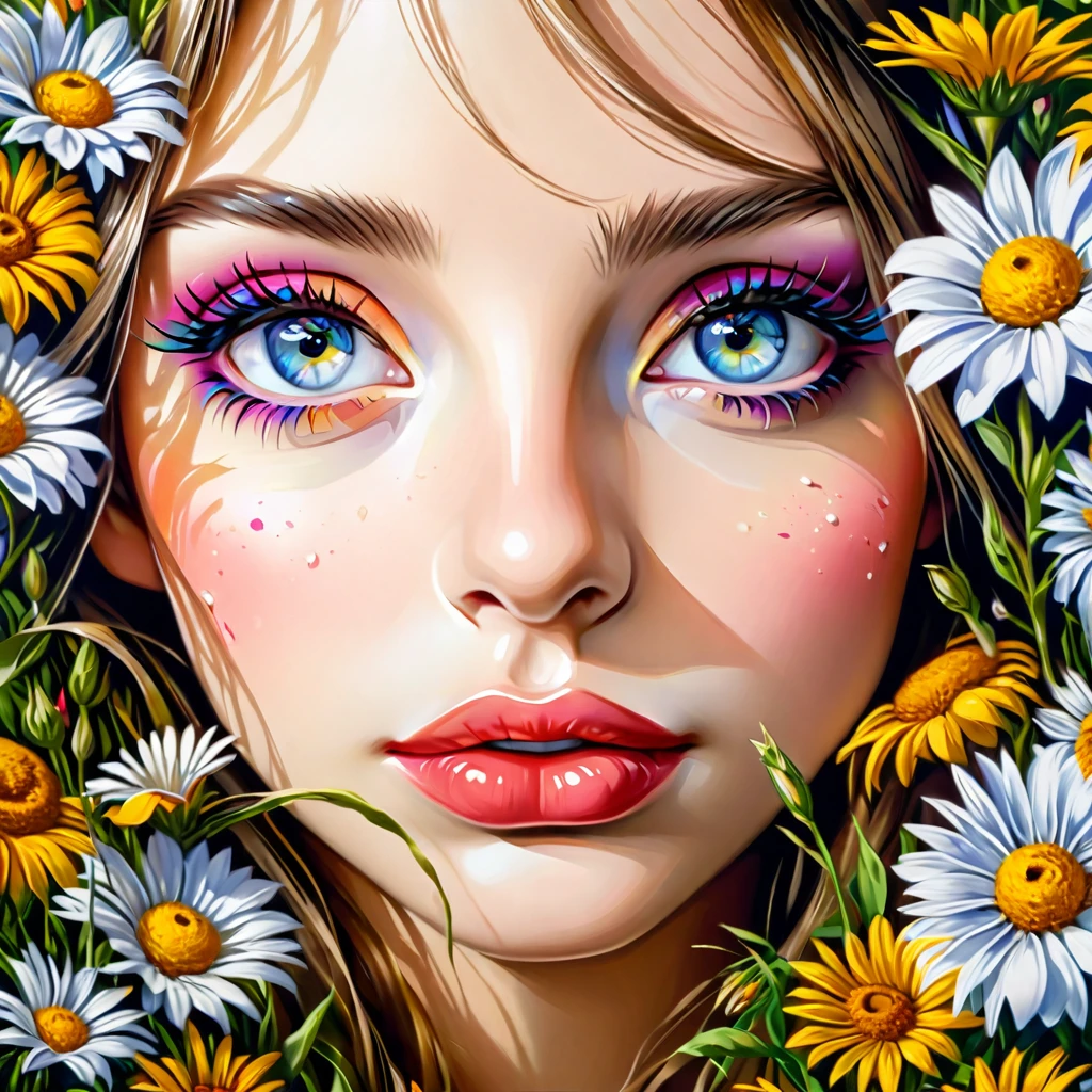 a girl in a field of flowers, beautiful detailed eyes, beautiful detailed lips, extremely detailed eyes and face, long eyelashes, 1girl, oil painting, intricate details, (best quality,4k,8k,highres,masterpiece:1.2),ultra-detailed,(realistic,photorealistic,photo-realistic:1.37),HDR,studio lighting,extreme detail description,professional,vivid colors,portrait
