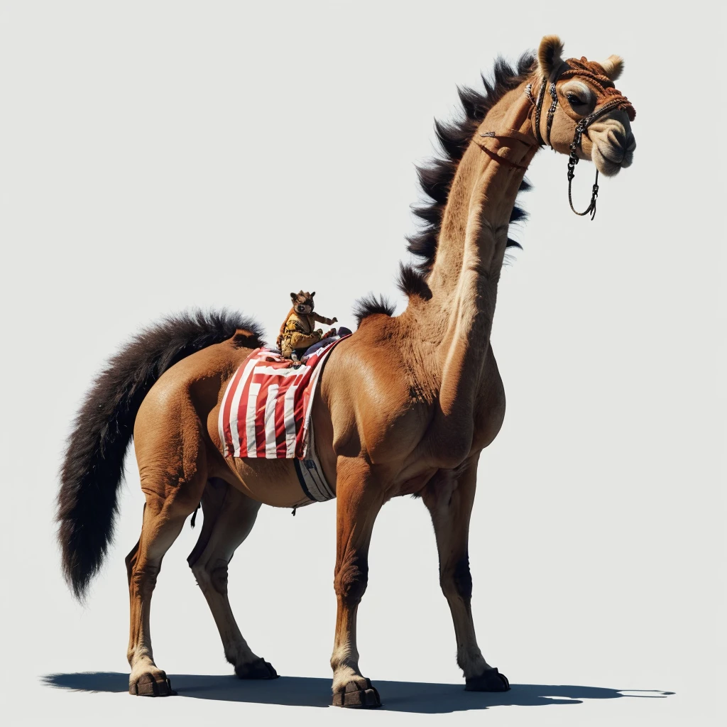 Small Animaly, generate Titans mixed with behemoth, has white stripes on his skin, white eyes, Grassroots, no background, (camel head)
