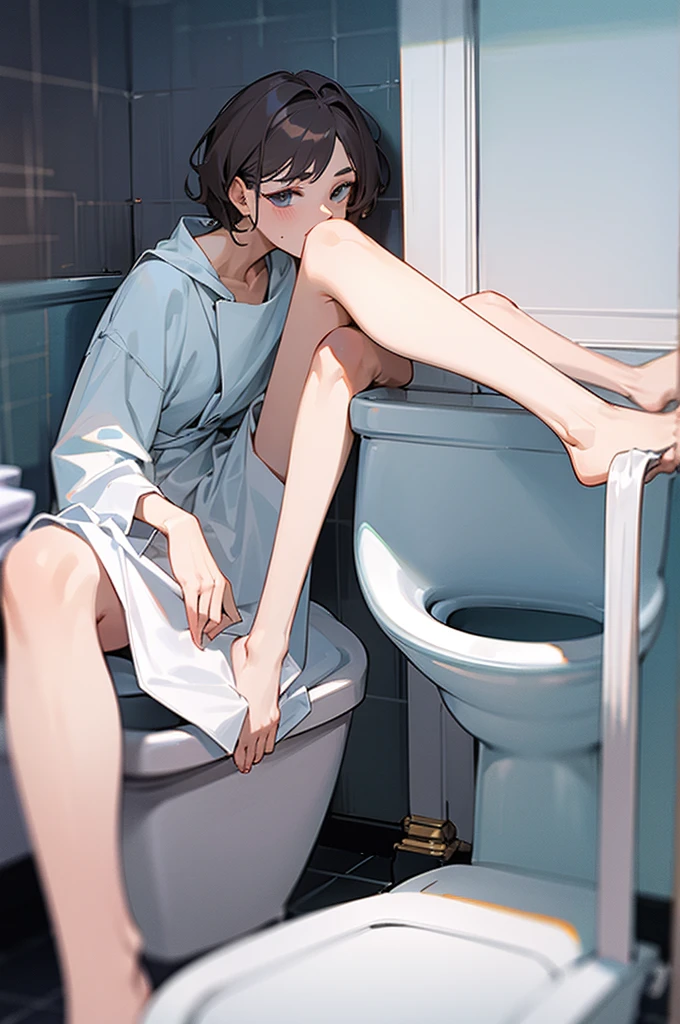 Best image quality, toilet, satin, ""White underwear"", sit, Spread your legs, Rainfall, ""male"",