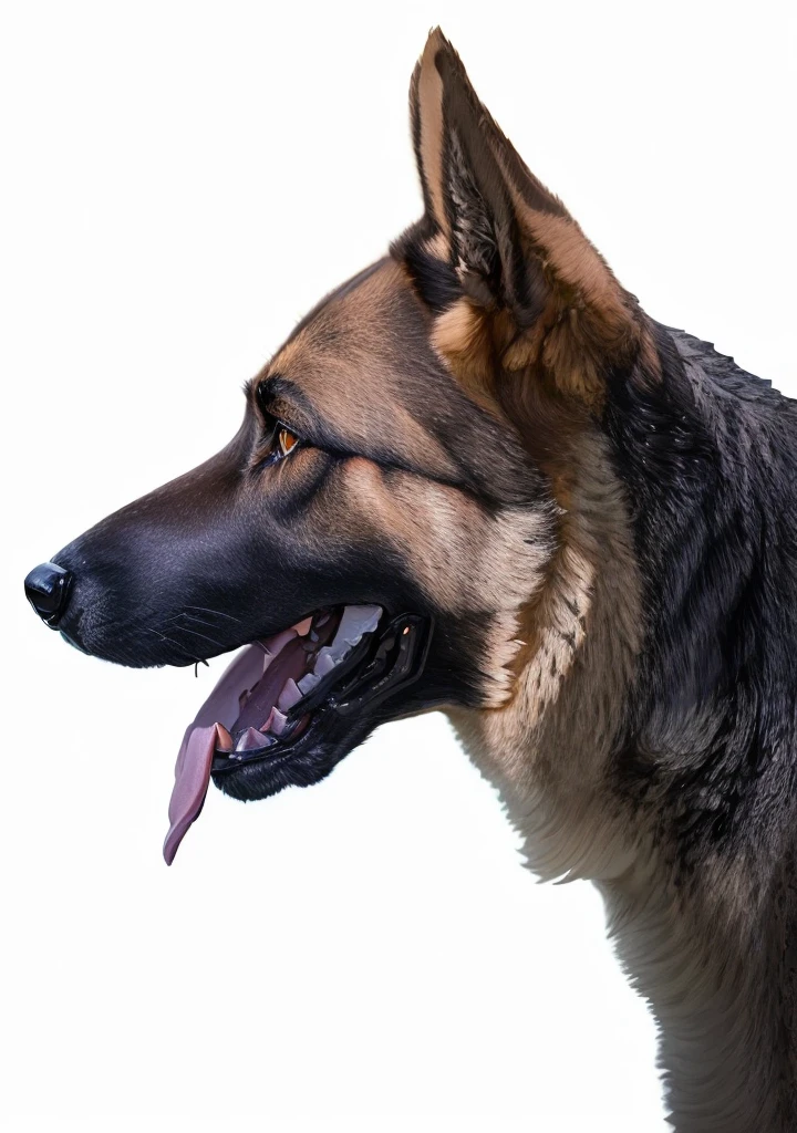 A clay sculpture of a handsome German shepherd, Canine, made from shiny clay, is a masterpiece.