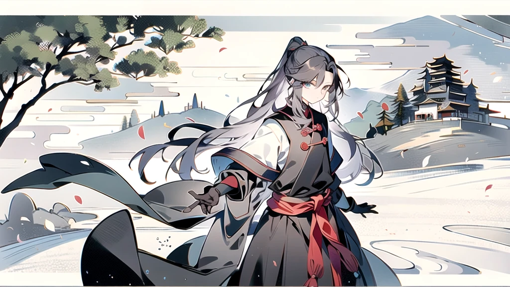 Chinese style, Immortal Saint Sect Mountain, Immortal Light, slightly elevated view, ((background:1.8))