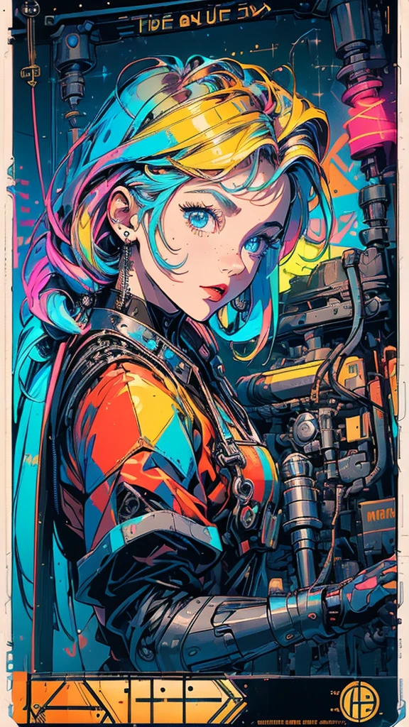 (((masterpiece, highest quality))),(((solo:1.2))),(((1girl:1.2))),32k wallpaper, very detailed, poster, vintage science fiction,(((((geometric cinematic movie poster))))), (bauhaus), shape,(((abstract))),(mid century modern),movie poster,(((((portfolio))))),(((((Close-up))))),((((((bust up)))))),((((more various angle)))),(((highlight))),Vast landscape,((((heterochromia)))),(((complete. detailed face))),((((Extremely talented)))),((((((most complicated machine)))))),(((((genius mechanic))))),(((Overall colorfully))),(((neon sign))),(((complicated background)))