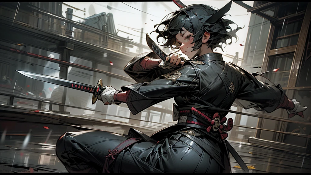 masterpiece,best quality,super fine illustration,super detailed,beautiful background,perfect face,perfect hands,dynamic angle,Ink painting style,ass pov,dynamic scene
Break
和服,knife,samurai,Short Hair Break Rain,battlefield,beautiful background break she is fighting the enemy,

