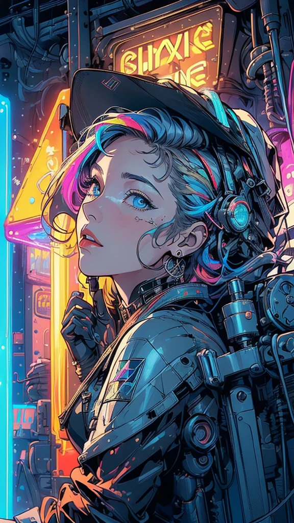 (((masterpiece, highest quality))),(((solo:1.2))),(((1girl:1.2))),32k wallpaper, very detailed, poster, vintage science fiction,(((((geometric cinematic movie poster))))), (bauhaus), shape,(((abstract))),(mid century modern),movie poster,(((((portfolio))))),(((((Close-up))))),((((((bust up)))))),((((more various angle)))),(((highlight))),Vast landscape,((((heterochromia)))),(((complete. detailed face))),((((Extremely talented)))),((((((most complicated machine)))))),(((((genius mechanic))))),(((Overall colorfully))),(((neon sign))),(((complicated background)))