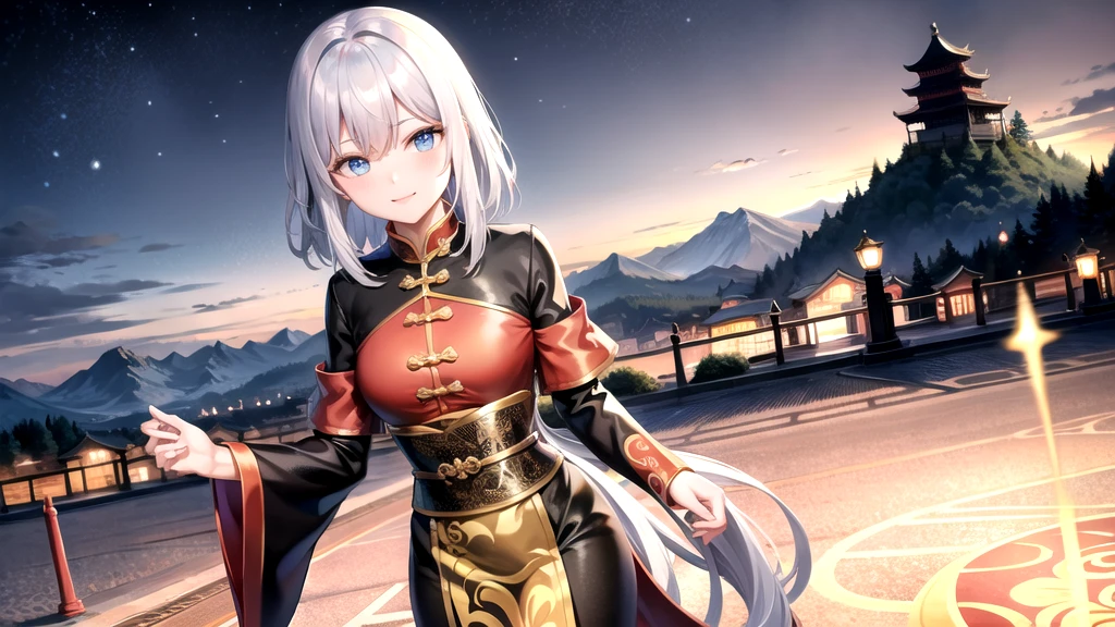 Chinese style, Immortal Saint Sect Mountain, Immortal Light, slightly elevated view, ((background:1.8))