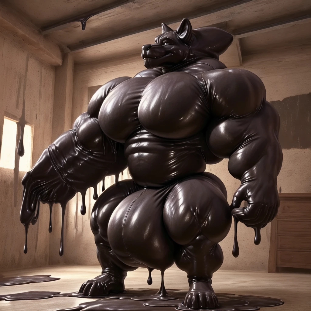 solo, male, , , , (hyper pecs:1.2), （long thick thighs:1.5）, standing, indoor,，(，,(,solo,very hyper muscles:1.3)((, Huge bulge：1.3))）（)), black glowing liquid，（((liquid_latex, , rubber:1.2)，,black latex，goo transformation，(gooey)()(l），unreal engine,perfect light，detailed, photorealistic, 4k, hd, , , , good anatomy, , (), ,, high quality, best quality, concept art, photorealistic,龙