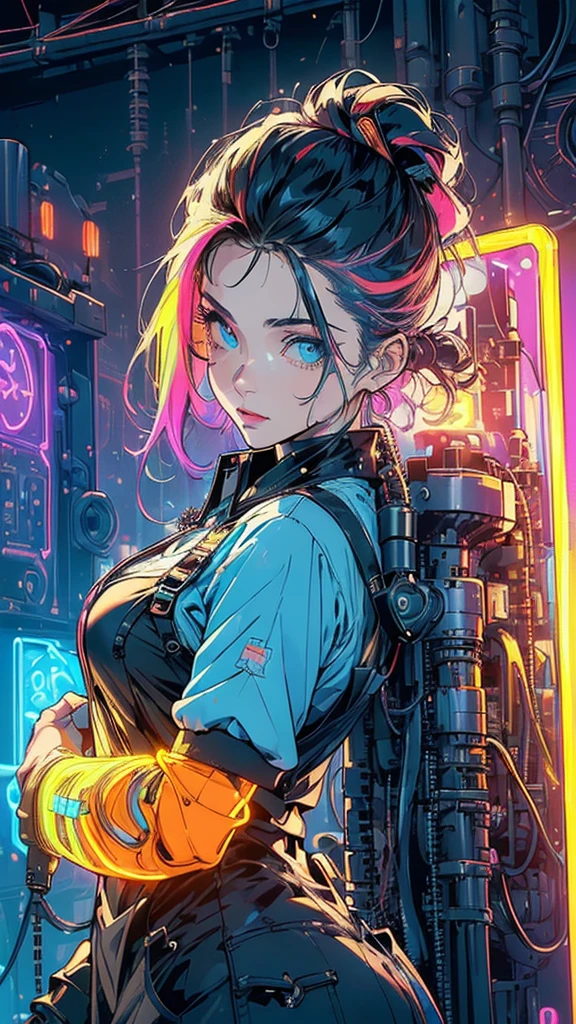 (((masterpiece, highest quality))),(((solo:1.2))),(((1girl:1.2))),32k wallpaper, very detailed, poster, vintage science fiction,(((((geometric cinematic movie poster))))), (bauhaus), shape,(((abstract))),(mid century modern),movie poster,(((((portfolio))))),(((((Close-up))))),((((((bust up)))))),((((more various angle)))),(((highlight))),Vast landscape,((((heterochromia)))),(((complete. detailed face))),((((Extremely talented)))),((((((most complicated machine)))))),(((((genius mechanic))))),(((Overall colorfully))),(((neon sign))),(((complicated background)))