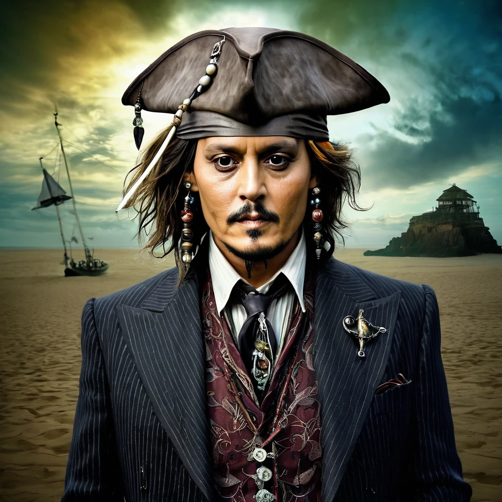 arte surrealismo Johnny Depp terno de galã