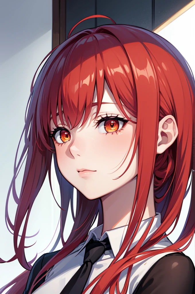 masterpiece, best quality, (extremely detailed CG unity 8k wallpaper, masterpiece, best quality, ultra-detailed, best shadow), (detailed background), (beautiful detailed face, beautiful detailed eyes), High contrast, (best illumination, an extremely delicate and beautiful),1girl,((colourful paint splashes on transparent background, dulux,)), ((caustic)), dynamic angle,beautiful detailed glow,full body, blood splash on face. close up of a woman, anime girl with red hair and a white shirt and tie, a character portrait by Yang J, pixiv, shin hanga, portrait of an anime girl, female anime character, portrait anime girl, portrait of asuka langley soryu, beautiful anime portrait, detailed portrait of anime girl, anime character, realistic anime artstyle, anime girl portrait, anime character portrait, bangs