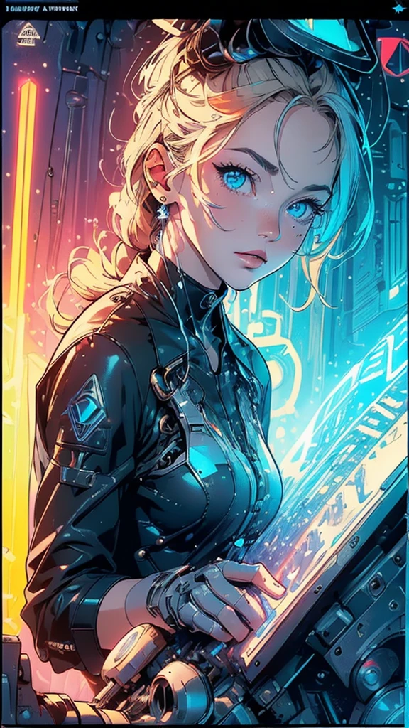 (((masterpiece, highest quality))),(((solo:1.2))),(((1girl:1.2))),32k wallpaper, very detailed, poster, vintage science fiction,(((((geometric cinematic movie poster))))), (bauhaus), shape,(((abstract))),(mid century modern),movie poster,(((((portfolio))))),(((((Close-up))))),(((((bust up))))),((((more various angle)))),(((highlight))),Vast landscape,((((heterochromia)))),(((complete. detailed face))),((((Extremely talented)))),((((((most complicated machine)))))),(((((genius mechanic))))),((Overall colorfully)),((neon sign))