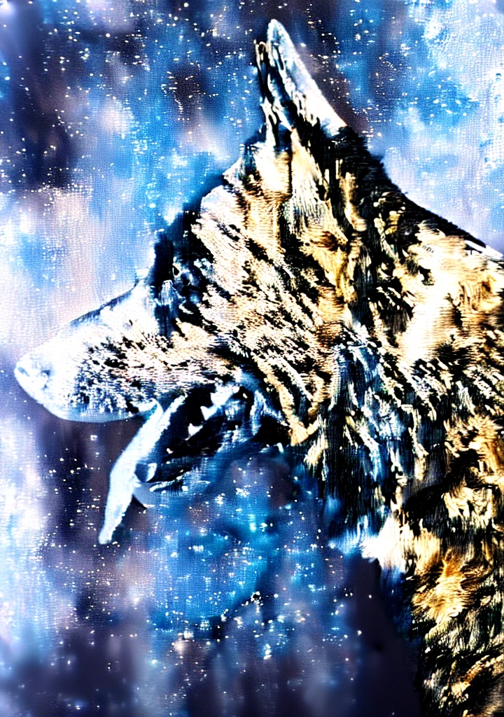 A glass sculpture of a handsome German shepherd, Canine, made from shiny transparent glass, is a masterpiece.