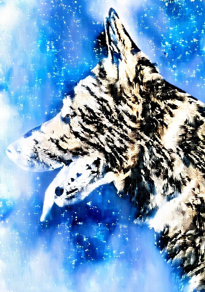 A glass sculpture of a handsome German shepherd, Canine, made from shiny transparent glass, is a masterpiece.