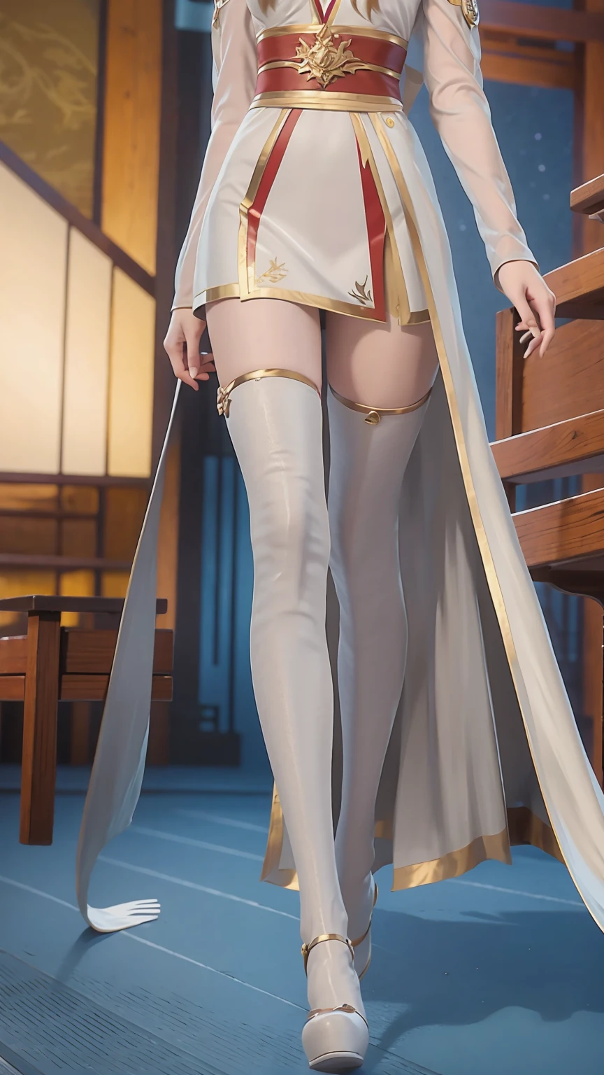 ((Biologically correct number of limbs))、(( Full body illustration from toes to face))、4K、masterpiece、((The eyes are delicately painted、Facial details、Focus on the face))、((Symmetrical, Balanced facial features))、Beautiful woman、Outstanding style、Beautiful clavicle、Beautiful legs、beautiful hands、slim body、(shirt、skirt、High heel)、look up、High Angle、Background is night city、((Walking posture))