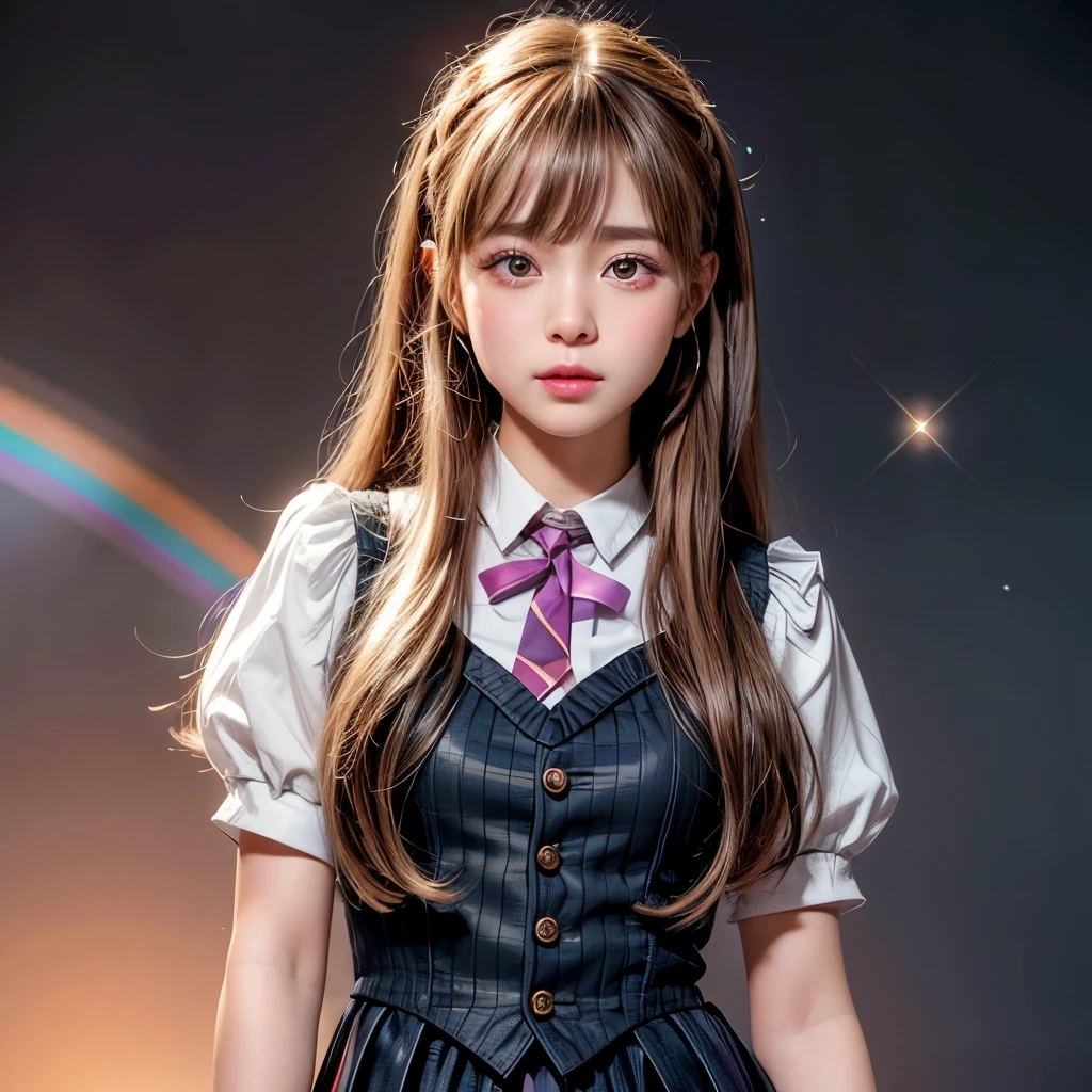 NSFW, 8k, High-level, absurd, masterpiece, best quality, primitive, very detailed CG, very detailed wallpaper, perfect lighting, Extremely detailed (((The personifying " ハーマイオニー グレンジャー " as a Little Girl))), MysticSight, Tyndall effect, Tyndall scattering, Studio gray background with (many Dazzling RainbowColor particles BokeH:1.28), (RoundlyButts, ThighGap), (Exposed:0.4), (Assfocus with looking ahead), BREAK (NOGIZAKA face variations) Extremely Detailed very KAWAII face variations, perfect anatomy, Childish, captivating gaze, elaborate detailed Eyes with (sparkling highlights:1.28), long eyelashes、Glossy RED Lips with beautiful details, Coquettish tongue, Rosy cheeks, Radiant PearlSkin with clear transparency . { (Dynamic LifeLike expressions:1.4) | :d) }, (large eyes:-1) .