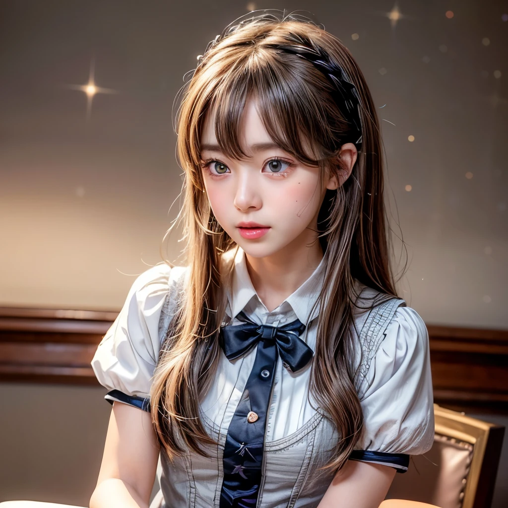 NSFW, 8k, High-level, absurd, masterpiece, best quality, primitive, very detailed CG, very detailed wallpaper, perfect lighting, Extremely detailed (((The personifying " ハーマイオニー グレンジャー " as a Little Girl))), MysticSight, Tyndall effect, Tyndall scattering, Studio gray background with (many Dazzling RainbowColor particles BokeH:1.28), (RoundlyButts, ThighGap), (Exposed:0.4), (Assfocus with looking ahead), BREAK (NOGIZAKA face variations) Extremely Detailed very KAWAII face variations, perfect anatomy, Childish, captivating gaze, elaborate detailed Eyes with (sparkling highlights:1.28), long eyelashes、Glossy RED Lips with beautiful details, Coquettish tongue, Rosy cheeks, Radiant PearlSkin with clear transparency . { (Dynamic LifeLike expressions:1.4) | :d) }, (large eyes:-1) .