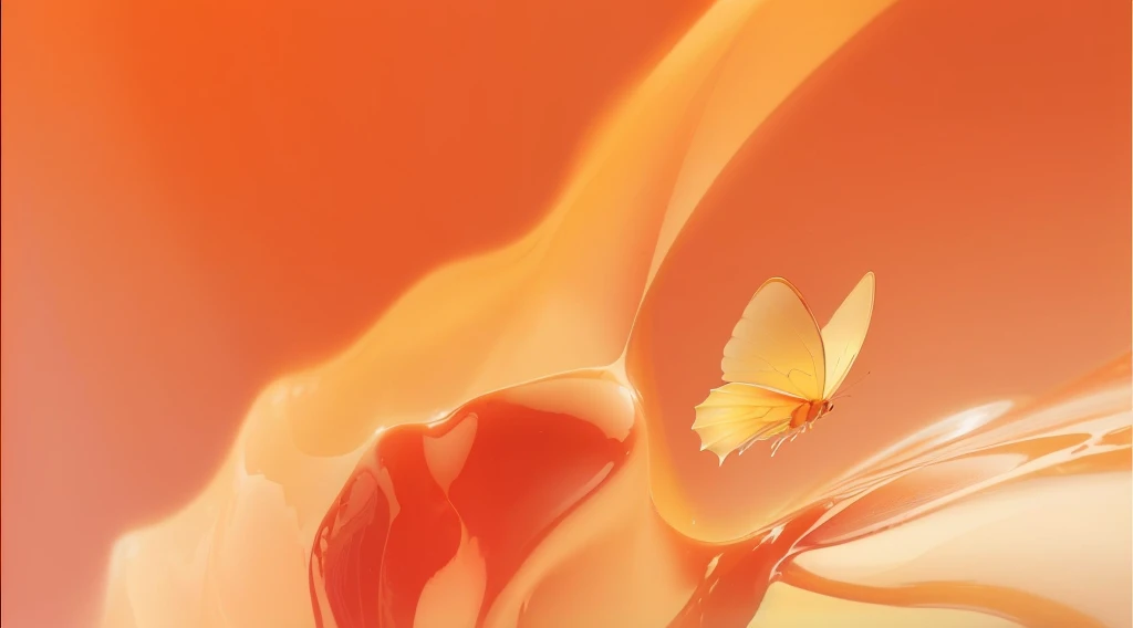 There is a photo of white shoes and a yellow background, Liquid translucent amber, Orange ethereal, vibrant orange color背景, orange color背景, Glossy Digital, orange color背景, orange color, orange color tone, Soft butterfly lights, orange color theme, orange color光芒, 颜色orange color, orange color色调, Red liquid, Cellulite, 浅orange color值, orange color主题