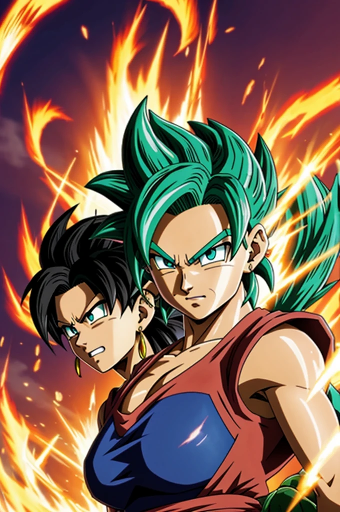 (better quality) caulifa, muscle, sexy pose, sinister and evil smile, open tracksuit