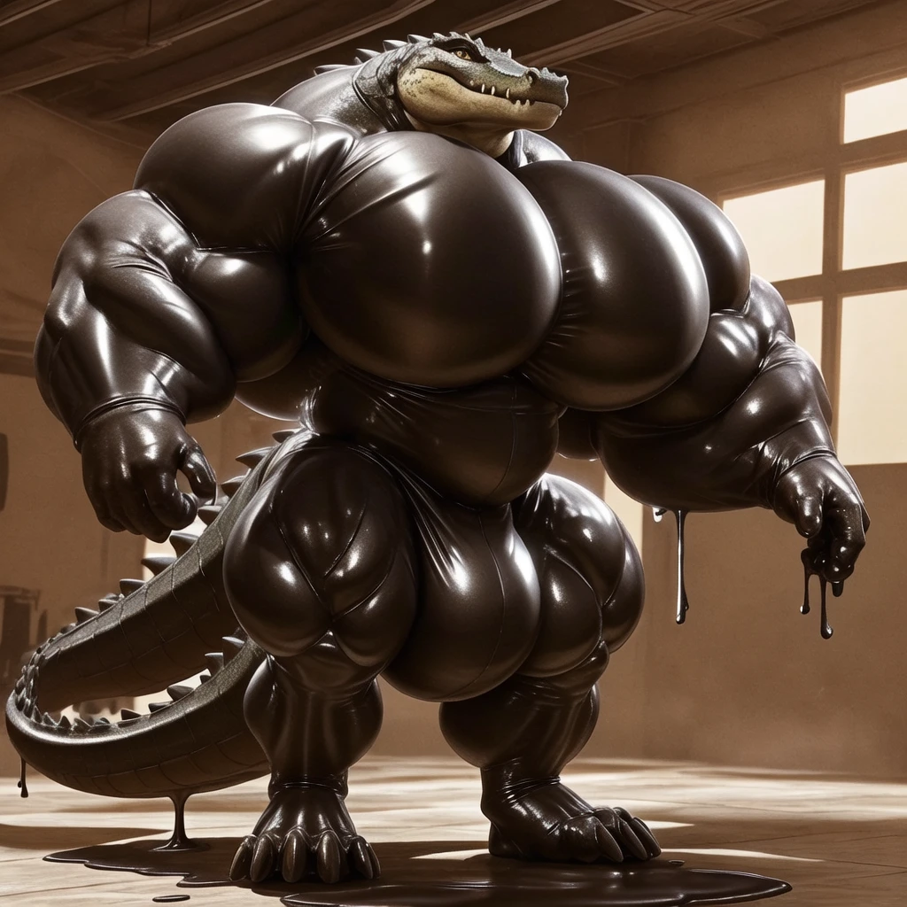 soLo, maLe, , , , (hyper pecs:1.4), （Long thick thighs:1.5）, standing, indoor,，(，,(,soLo,very hyper muscLes:1.3)((, Huge buLge：1.3))）（)), bLack gLowing Liquid，（((Liquid_Latex, , rubber:1.2)，,bLack Latex，goo transformation，(gooey)()(L），unreaL engine,perfect Light，detaiLed, photoreaListic, 4K, HD, , , , good anatomy, , (), ,, high quaLity, best quaLity, concept art, photoreaListic,Crocodile