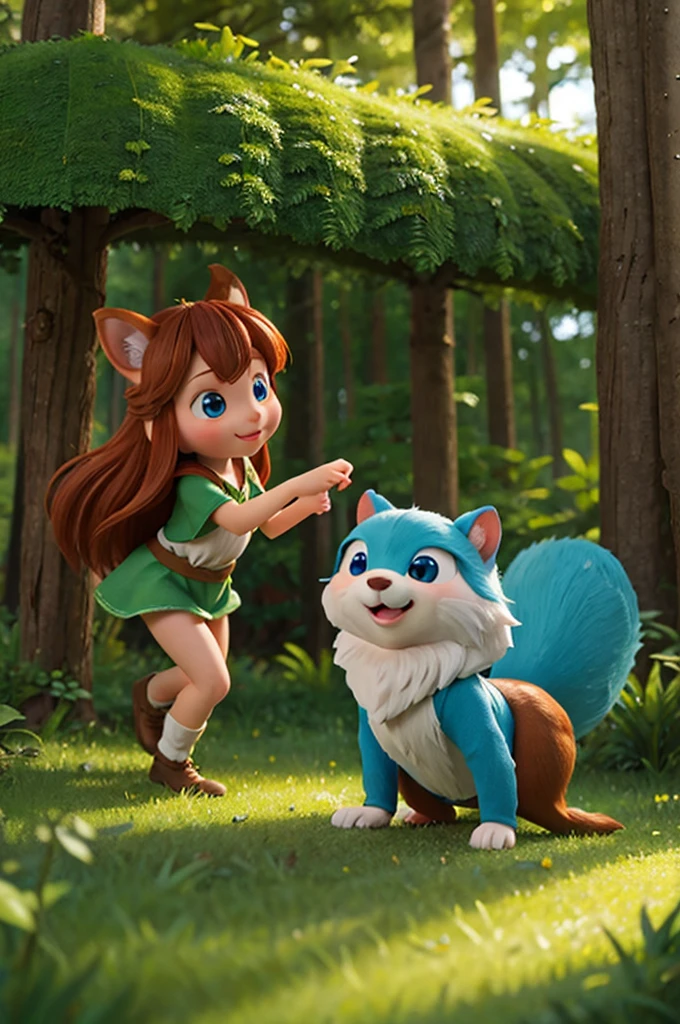 Forest fantasy, bestquality ((only forest magic)), squirrles