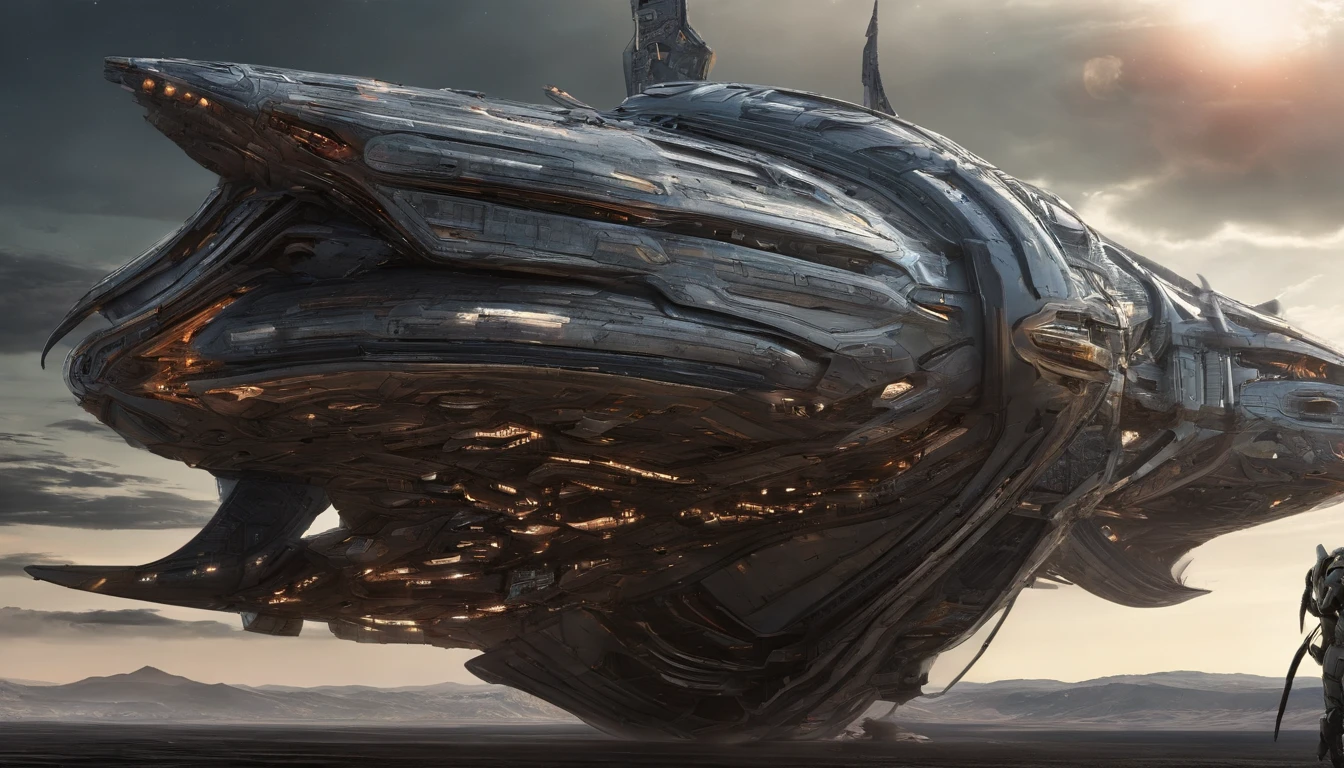 In this awe-inspiring blend of medieval-inspired and futuristic elements, a unique Gothic starship takes center stage, designed by the genius imagination of Edgar Rice Burroughs. The starship is an amalgamation of iconic vehicles from different eras, including a 1980 Lamborghini, a 1960s Shelby Mustang, and a 1974 Winnebago. The ship's journey through the vast expanse near a Saturn-Earth-esque planet is brought to life in stunning 750k UHD.
The intricate motherboard forms the backbone of the vessel, culminating in an imposing bat's head at the front. The ship's powerful artillery is visible in the background, while blue crystal diamond bat ear nacelles adorn the rear. This captivating artwork seamlessly blends Gothic elements and futuristic starship designs.
