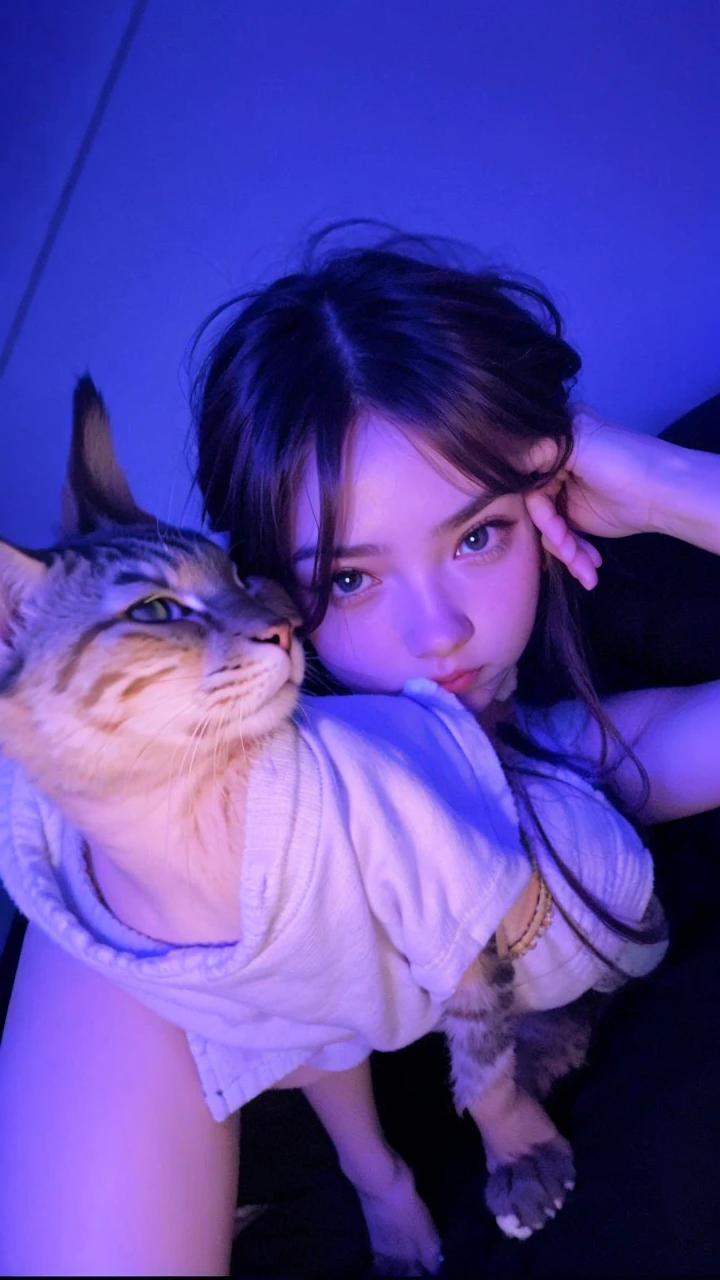 girl with cat