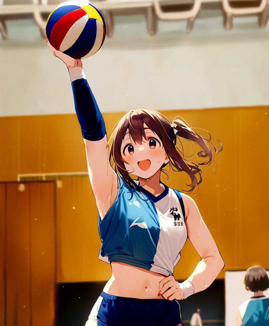 volleyballのボールを持つスポーツユニフォームを着たアラフェッド女性, volleyballのジャージを着て, volleyball, Chiho ashima, Chiho,  Japanese Model, mayuri shiina, cute,Japanese Girls