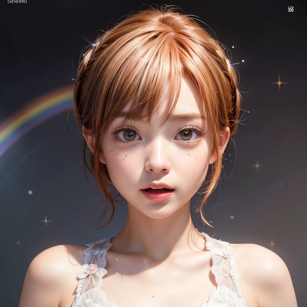 NSFW, 8k, High-level, absurd, masterpiece, best quality, primitive, very detailed CG, very detailed wallpaper, perfect lighting, Extremely detailed (((The personifying " Ron" Weasley " as a Little Girl))), MysticSight, Tyndall effect, Tyndall scattering, Studio gray background with (many Dazzling RainbowColor particles BokeH:1.28), (RoundlyButts, ThighGap), (Exposed:0.4), (Assfocus with looking ahead), BREAK (NOGIZAKA face variations) Extremely Detailed very KAWAII face variations, perfect anatomy, Childish, captivating gaze, elaborate detailed Eyes with (sparkling highlights:1.28), long eyelashes、Glossy RED Lips with beautiful details, Coquettish tongue, Rosy cheeks, Radiant PearlSkin with clear transparency . { (Dynamic LifeLike expressions:1.4) | :d) }, (large eyes:-1) .