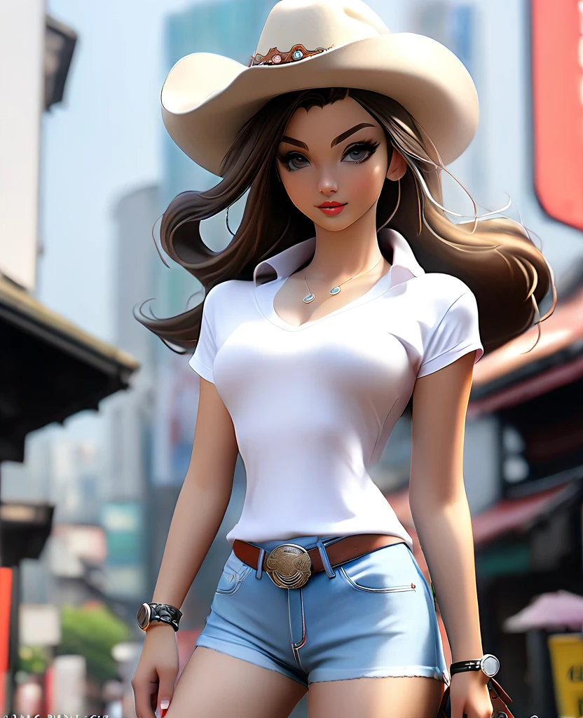 8K, RAW Photos, Highest quality, masterpiece, Realistic, Photorealistic, (1 Ultimate beauty), middle aged, Highly detailed face, (Perfect Teeth), Detailed eyes, double eyelid, eyelash, Grin, Lip details, Brunette Bob, Big Breasts, (White short tank top), ((Dolphin Shorts)), Cowboy Shot, Koen-dori in Tokyo, Soft Light, ((Written boundary depth)) 

Proceed with caution，((18 year old american girl)), (((slim, Narrow waist, Thin thighs, Thin arms))), (((Rear View, Realistic buttocks, Big Ass, BIG BREST Retrospective)))