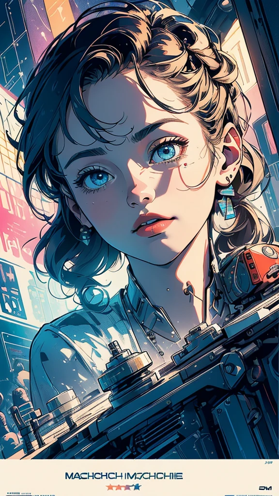 (((masterpiece, highest quality))),(((solo:1.2))),(((1girl:1.2))),32k wallpaper, very detailed, poster, vintage science fiction,(((((geometric cinematic movie poster))))), (bauhaus), shape,(((abstract))),(mid century modern),movie poster,(((((portfolio))))),(((((Close-up))))),(((((bust up))))),((((more various angle)))),(((highlight))),Vast landscape,((((heterochromia)))),(((complete. detailed face))),((((Extremely talented)))),(((((most complicated machine))))),(((genius mechanic))),((Overall colorfully)),neon sign